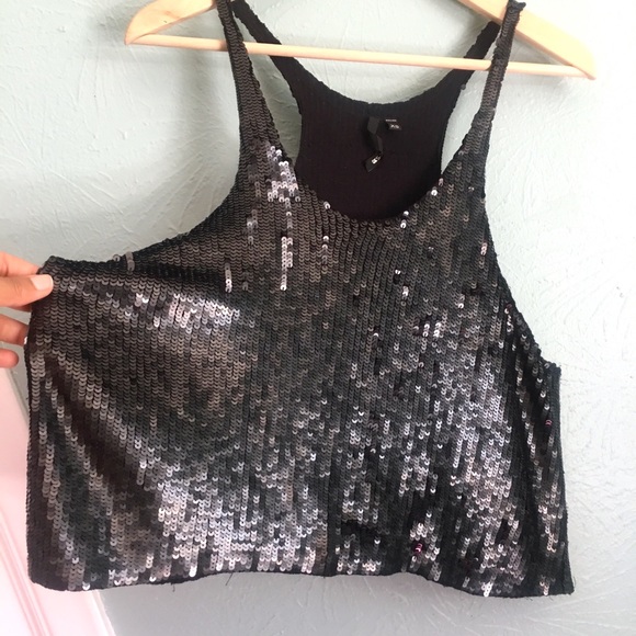 Black sequin racerback tank top - Picture 6 of 6